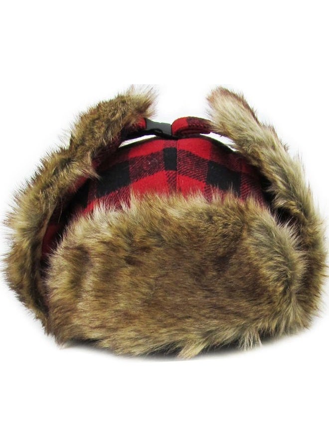 KBETHOS Lumberjack Plaid Aviator Trapper Hat Trooper Ear Flaps Ushanka Eskimo Bomber Russian Cold, 1. Red Black Plaid Trapper, One size - Image 5