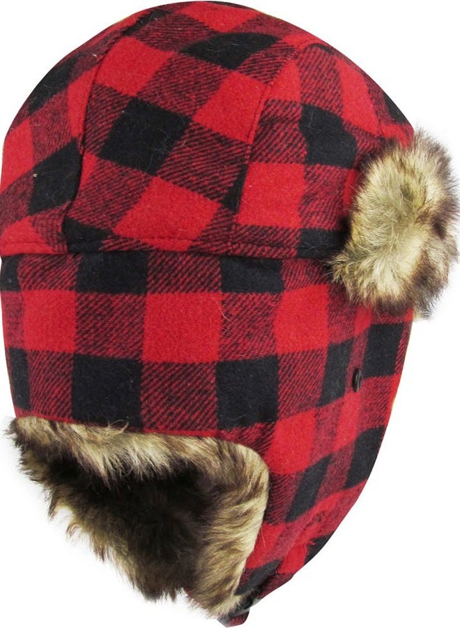 KBETHOS Lumberjack Plaid Aviator Trapper Hat Trooper Ear Flaps Ushanka Eskimo Bomber Russian Cold, 1. Red Black Plaid Trapper, One size - Image 4