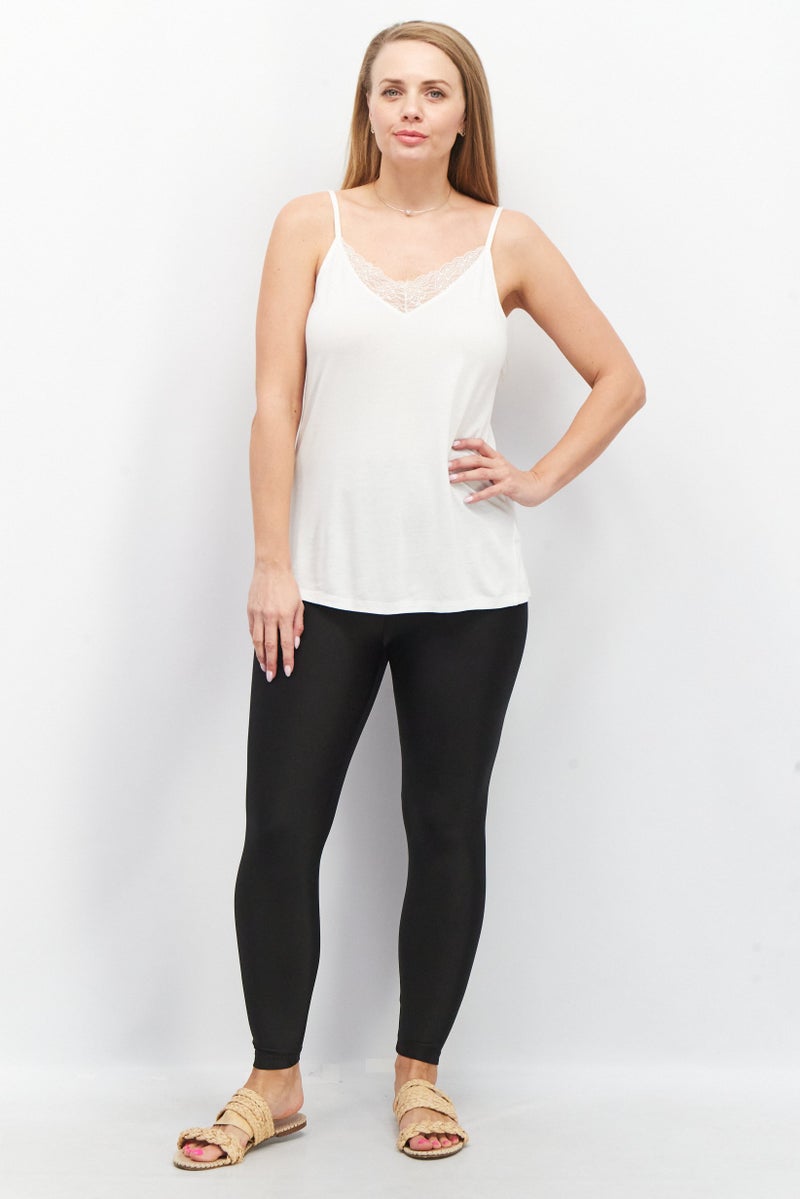 ESPRIT Women V Neck Sleeveless Texture Tank Top, White - Image 3