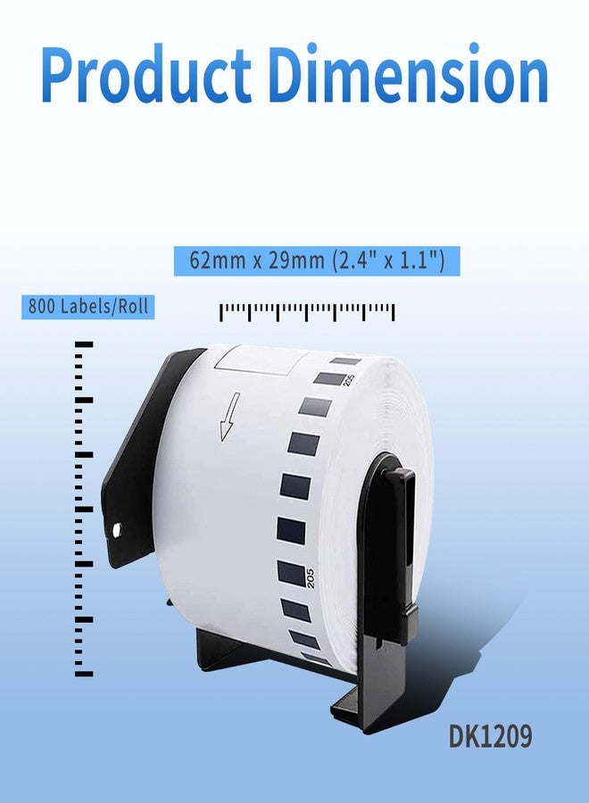 AYMSous Compatible 2 Pack DK-1209 Die-Cut White Label Paper (1.1 inch x 2.4 inch / 62mm x 29mm) with 2 Refillable Cartridge Replacement for Brother DK-1209 for QL Label Printers (800 Labels/Rolls) - Image 2