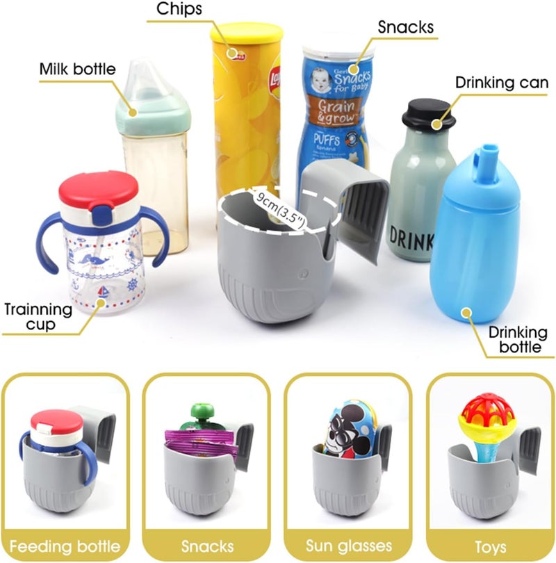 WedFeir Child Cup Holder for Convertible Car Seats Car Seat Cup Holder Baby Stroller Cup Holer Wheelchair Cup Holder Child Cup Holders Compatible with The Majority of Car Seat Models  Grey - Image 3