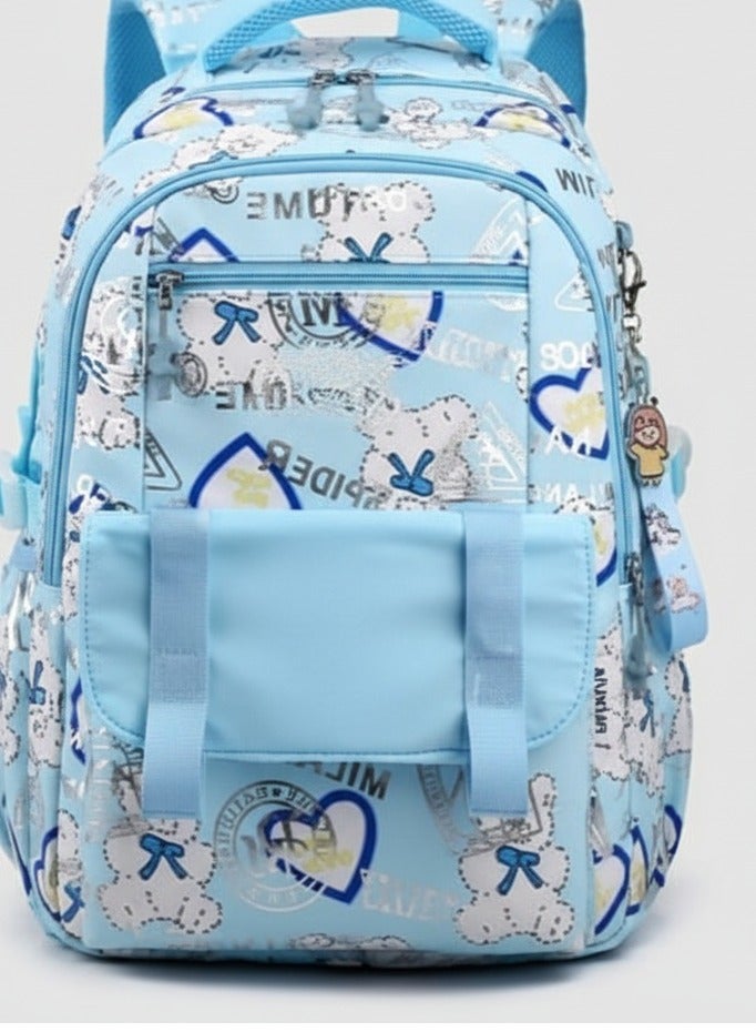 شنطة ظهر مدرسية - بناتى مستورده - خفيفة الوزن - اكسسوارات جديده - تناسب بنات ابتدائى واعدادى وثانوى وجامعة  - بيبي بلو - Image 2