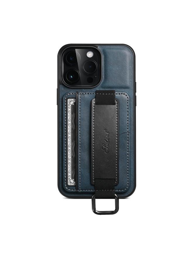 Suteni Case For iPhone 14 Pro H13 Card Wallet Wrist Strap Holder PU Phone Case - Image 2