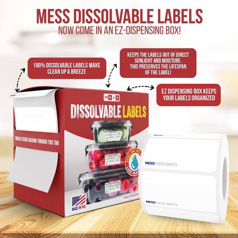 MESS Dissolvable Food Labels for Containers -Blank 500 1x2 Mason Jar Labels - Dissolvable Labels Work in 30 Seconds – Removable Freezer Labels for Food Containers - Canning Labels - Kitchen Stickers - Image 5