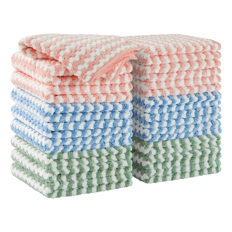 JOYMOOP Microfiber Cleaning Cloth, Kitchen Towels for Dish Drying Washing, Absorbent Streak Free Lint Free Rags for Cleaning, Reusable and Washable Towels-18 Pack,10"x10" - Image 1
