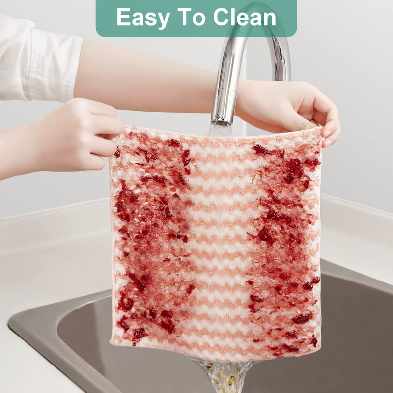 JOYMOOP Microfiber Cleaning Cloth, Kitchen Towels for Dish Drying Washing, Absorbent Streak Free Lint Free Rags for Cleaning, Reusable and Washable Towels-18 Pack,10"x10" - Image 5