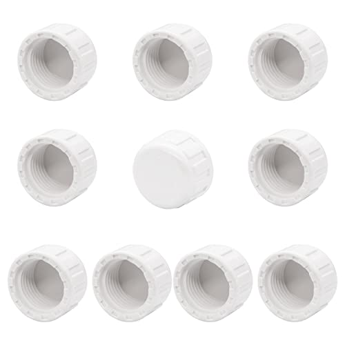 Tnuocke 10pcs 1/2" PVC Cap Fittings End Female Thread Pipe Plug Adapter for Sprinkler Cap, Plumbing, Pipe Repair and Modification - Image 1
