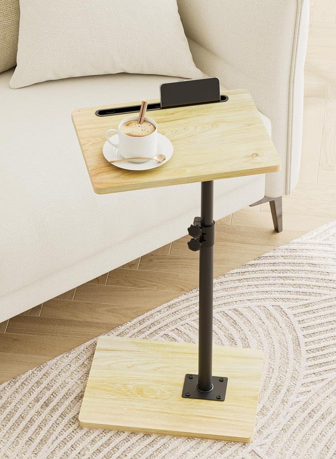 Masupu Sofa Arm Tray Table - 360° Swivel Height Adjustable End Table, Small Snack Side Table for Couch, C Shaped Table for Bed, Chair or TV Tray Table(Black) - Image 1