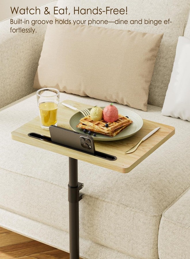 Masupu Sofa Arm Tray Table - 360° Swivel Height Adjustable End Table, Small Snack Side Table for Couch, C Shaped Table for Bed, Chair or TV Tray Table(Black) - Image 4