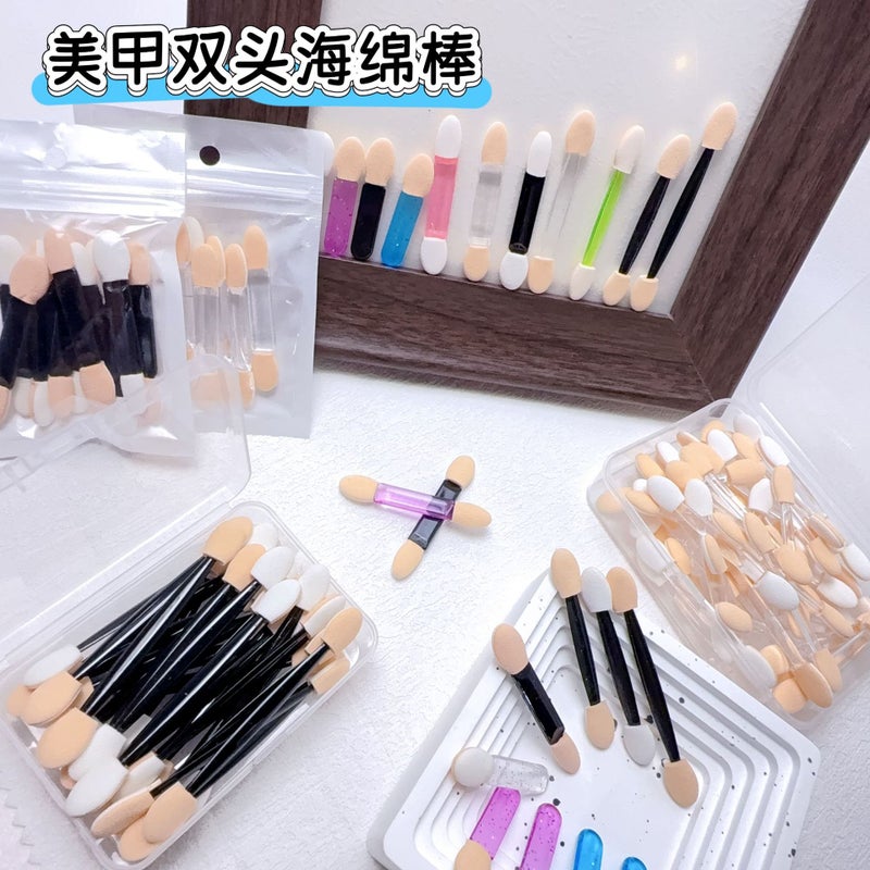 Nail Art Sponge Stick Aurora Magic Mirror Powder Applicator Stick Double Eye Shadow Brush Disposable Makeup Nose Shadow Stick Beauty Tool - Image 4