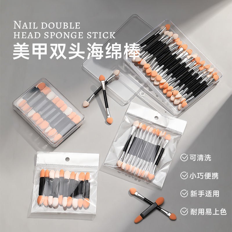 Nail Art Sponge Stick Aurora Magic Mirror Powder Applicator Stick Double Eye Shadow Brush Disposable Makeup Nose Shadow Stick Beauty Tool - Image 3