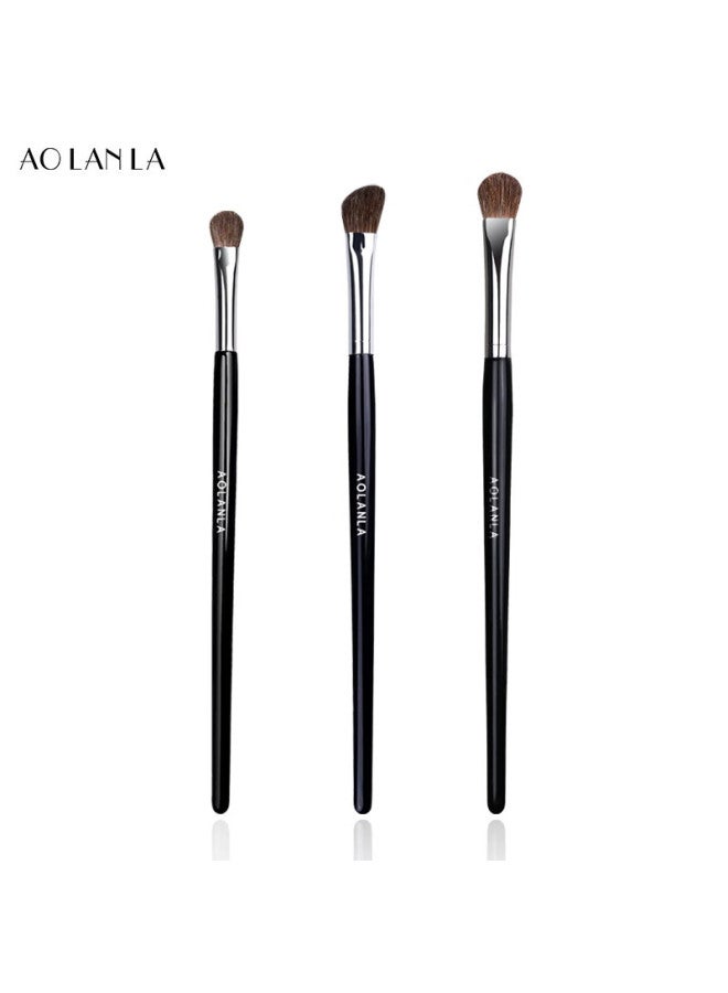 Aolanla Professional Master-level Eyeshadow Brush Set, 3 Eye Smudge Brushes, Horse Hair And Animal Hair, Complete Set Of Eye Makeup Tools - Image 1