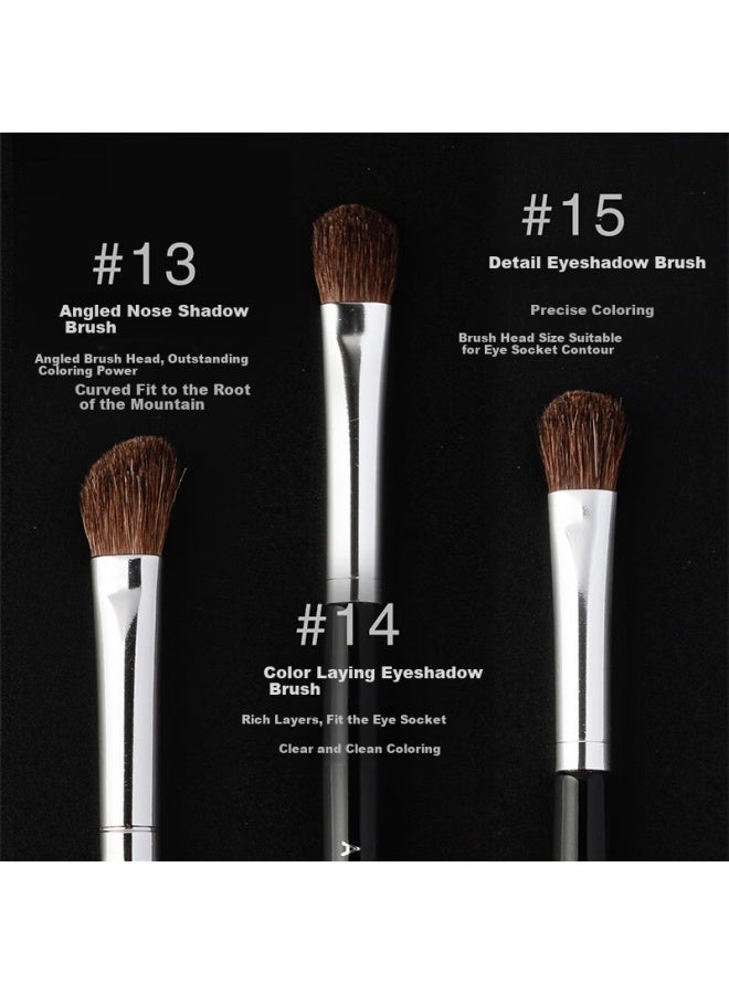 Aolanla Professional Master-level Eyeshadow Brush Set, 3 Eye Smudge Brushes, Horse Hair And Animal Hair, Complete Set Of Eye Makeup Tools - Image 2