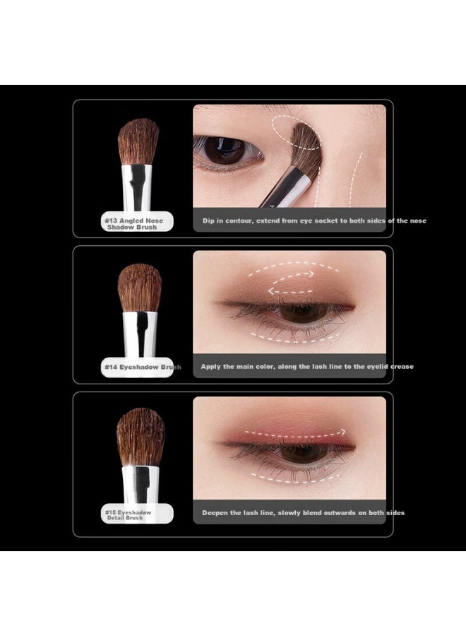 Aolanla Professional Master-level Eyeshadow Brush Set, 3 Eye Smudge Brushes, Horse Hair And Animal Hair, Complete Set Of Eye Makeup Tools - Image 3