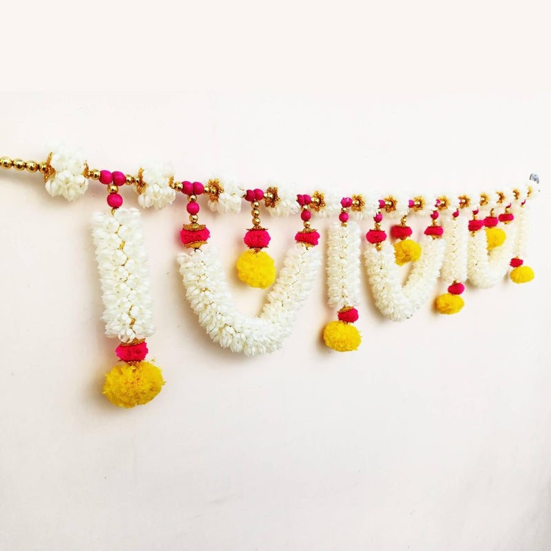 CREYENTES Artificial Jasmin Flower ToranToran for Door Wall Hanging Bandarwal for Home Door Door Decor Diwali Toran Decoration for Festival Temple Pooja Room Wooden Moti Mogra - Image 4