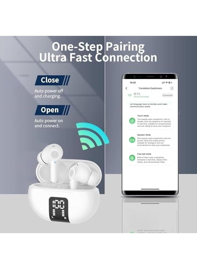 Topleo Language Translator Earbuds, Two Way Voice Translator for 144 Languages, Instant Online Translator, Voice Translation with APP, for Travel, Business, Portable Voice Translator for iOS, Android, White  - Image 3
