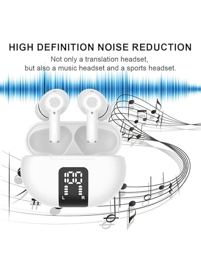 Topleo Language Translator Earbuds, Two Way Voice Translator for 144 Languages, Instant Online Translator, Voice Translation with APP, for Travel, Business, Portable Voice Translator for iOS, Android, White  - Image 2