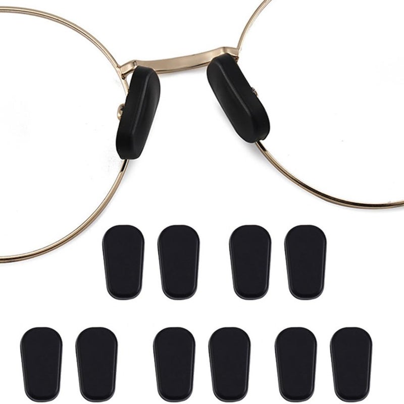 BEHLINE Nose Pads Covers,5 Pairs Slip-on Eyeglasses Nose Pads Covers,Soft Silicone Eye Glasses Nose Piece,Anti-Slip Nose Cushion Piece Nose Bridge Pads(Black) - Image 1