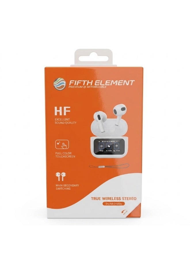 FIFTH ELEMENT CTRL Digital Display ANC True Wireless Earbuds with TFT Touchscreen Charging Case & Bluetooth 5.4 – White - Image 5
