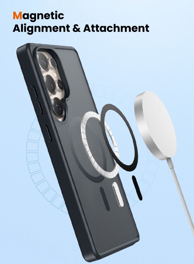 DUX DUCIS Magnetic Case for Samsung Galaxy S25 Ultra, [Compatible with Magsafe] [Camera Protection] Translucent Matte Hard Back with Soft Edge Slim Thin Shockproof Phone Cover (6.9 inch/Black) - Image 2