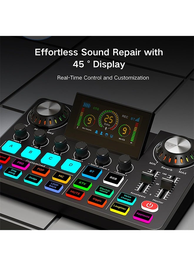 Sunbmebge Audio Mixer, Live Sound Card with DJ Mixer Effects & Voice Changer, Denoise, One Click Mute, Sound Board with RGB, Bluetooth, Music Recording Equipment, Ideal for Streaming/Podcasting/Gaming  - Image 2