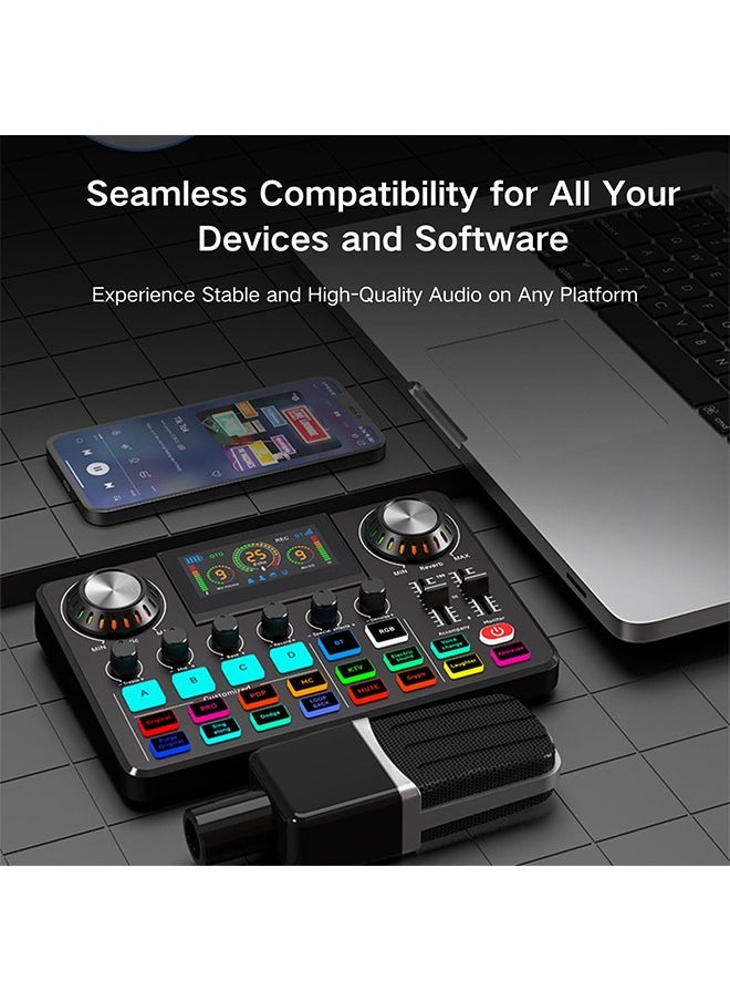 Sunbmebge Audio Mixer, Live Sound Card with DJ Mixer Effects & Voice Changer, Denoise, One Click Mute, Sound Board with RGB, Bluetooth, Music Recording Equipment, Ideal for Streaming/Podcasting/Gaming  - Image 5