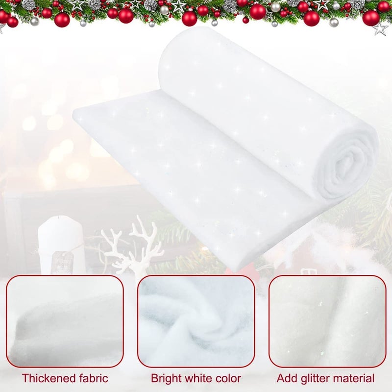 Pextian Pextian Fake Snow Blanket Glittered Snow for Christmas Village Artificial Snow Cover Blanket Christmas Snow Sheets for Decorating 13 x 98Ft - Image 3