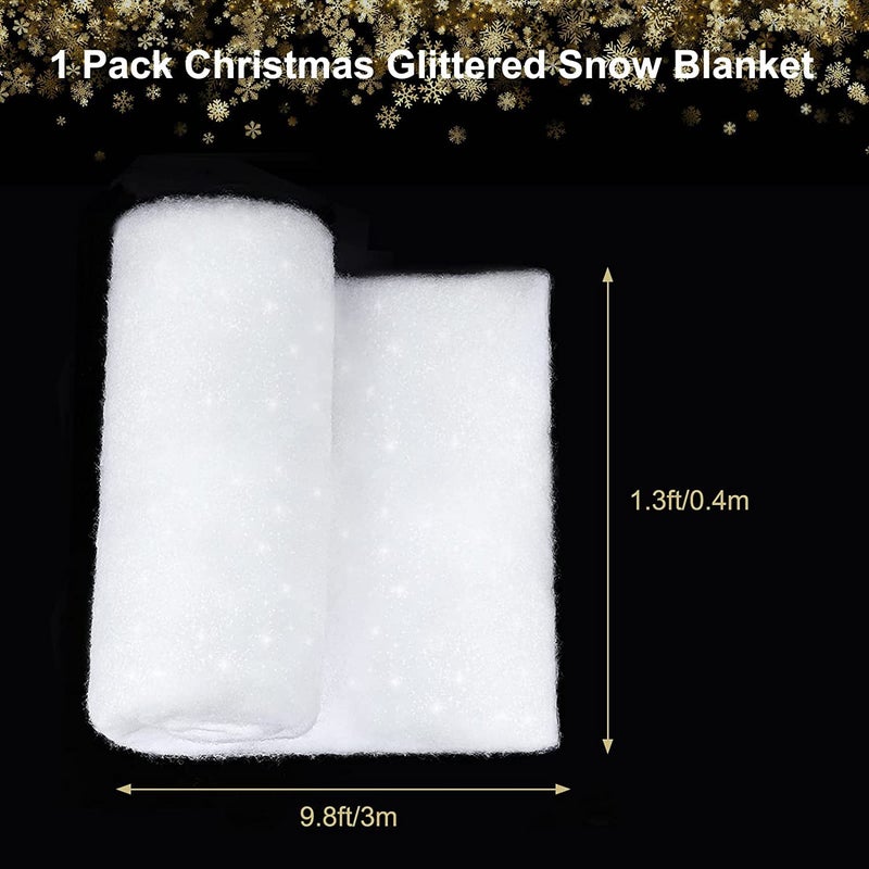 Pextian Pextian Fake Snow Blanket Glittered Snow for Christmas Village Artificial Snow Cover Blanket Christmas Snow Sheets for Decorating 13 x 98Ft - Image 2