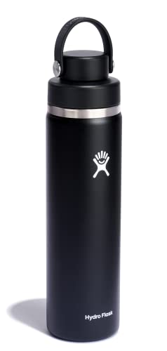 Hydro Flask زجاجة ماء هايدرو فلاسک - فولاذ مقاوم للصدأ معزول - غطاء فليكس تشوق واسع الفم، غير قابل للتسرب، محكم في 24 أونصة باللون الأسود - Image 2