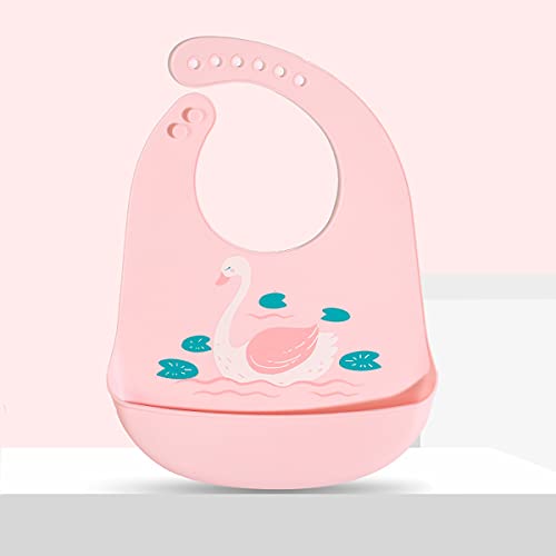 GUCHIGU Silicone Baby Bibs Easily Wipe Clean - Comfortable Soft Super Light Weight Waterproof 6 Loop Adjustable Feeding Bib for Babies Keeps Stains Off (1 Pc, Pink) - Image 3