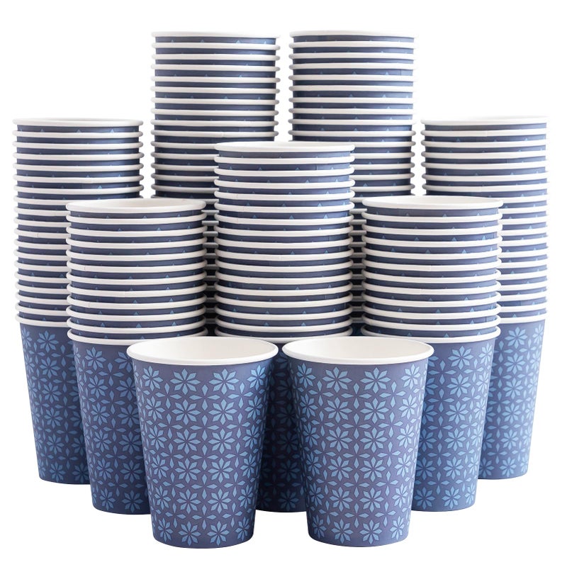 Clawsoff 240 Pack 12 oz Disposable Paper Cups, Hot/Cold Beverage Paper Drinking Cups, Navy Floral Paper Coffee Cups 12 oz for Home-use, Office, Restaurant and Events - Image 1
