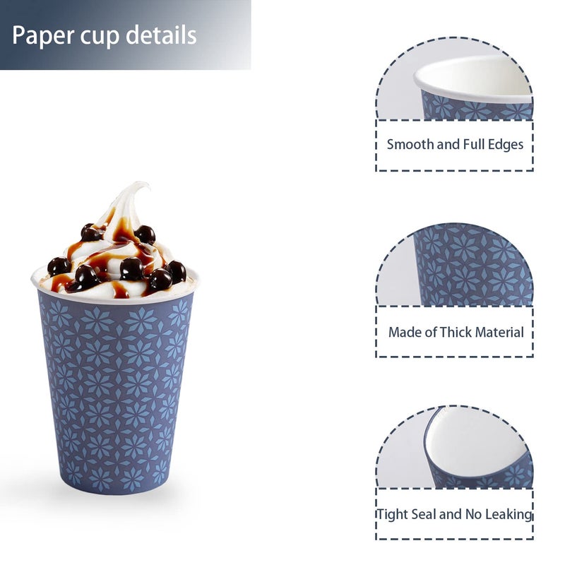 Clawsoff 240 Pack 12 oz Disposable Paper Cups, Hot/Cold Beverage Paper Drinking Cups, Navy Floral Paper Coffee Cups 12 oz for Home-use, Office, Restaurant and Events - Image 3