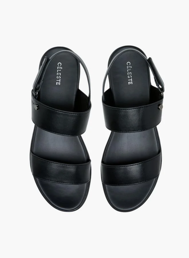 سيليست Women'S Solid Sandals With Hook And Loop Closure