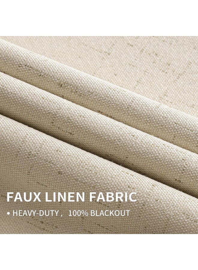 MIULEE MIULEE Linen Textured 100% Blackout Curtains for Bedroom 90 Inches Long Natural Beige Thermal Insulated Black Out Curtains/Draperies with White Liner for Living Room/Nursery, Grommet Top, 2 Panels 
