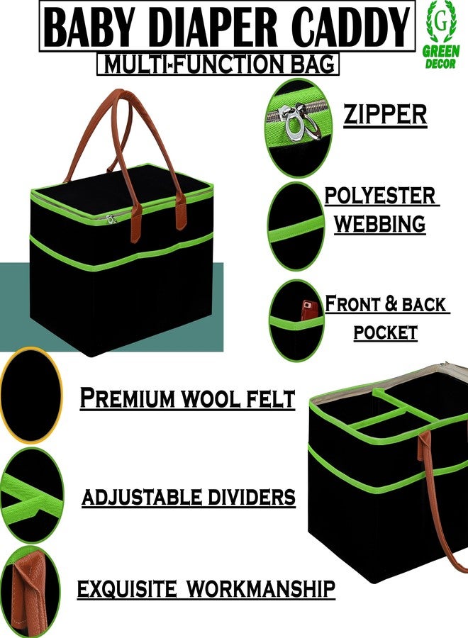 GREEN DECOR-Non Woven Fabric Diaper Caddy Bag with Handles & Zip Lock for Smart Mothers Baby Diaper Caddy Wipes Felt Storage Organizers,Foldable & Portable(Black&Tan&Parrot-18X12X9 Inch) - Image 4