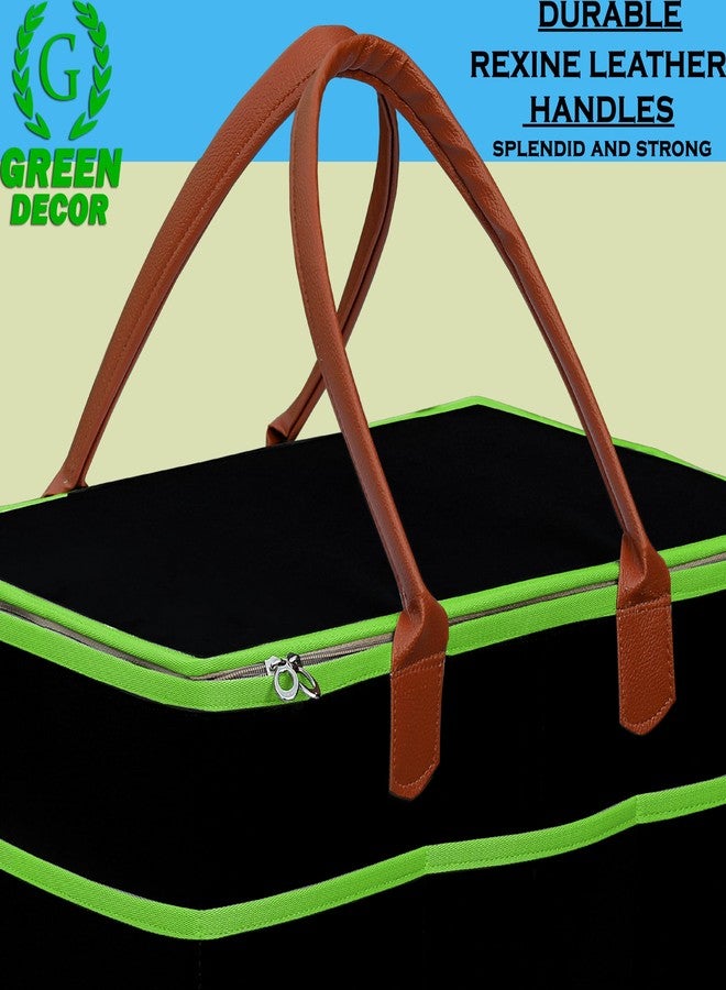 GREEN DECOR-Non Woven Fabric Diaper Caddy Bag with Handles & Zip Lock for Smart Mothers Baby Diaper Caddy Wipes Felt Storage Organizers,Foldable & Portable(Black&Tan&Parrot-18X12X9 Inch) - Image 3