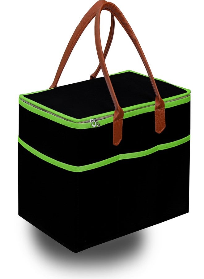GREEN DECOR-Non Woven Fabric Diaper Caddy Bag with Handles & Zip Lock for Smart Mothers Baby Diaper Caddy Wipes Felt Storage Organizers,Foldable & Portable(Black&Tan&Parrot-18X12X9 Inch) - Image 1