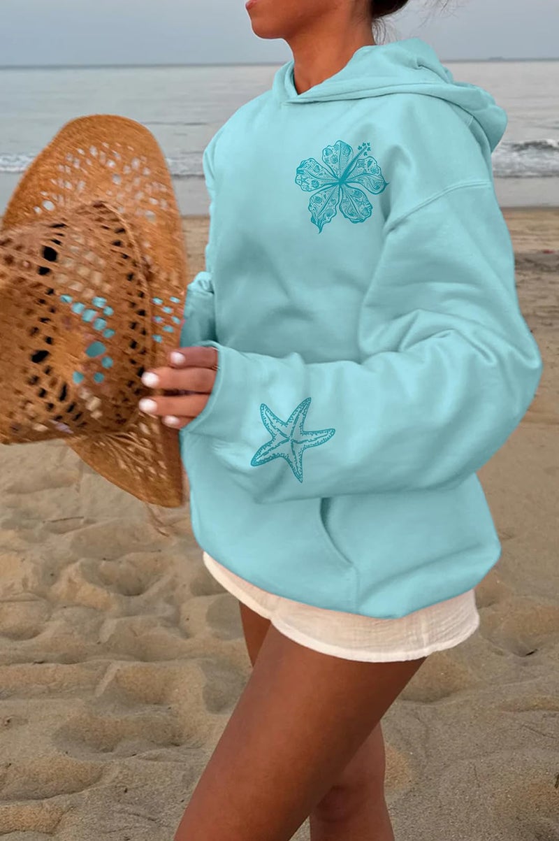 Yojeasrio Oversized Graphic Hoodie for Teens Girl Y2K Ocean Floral Embroidered Preppy Hoody Sweatshirt Cute Aesthetic Sweater - Image 4