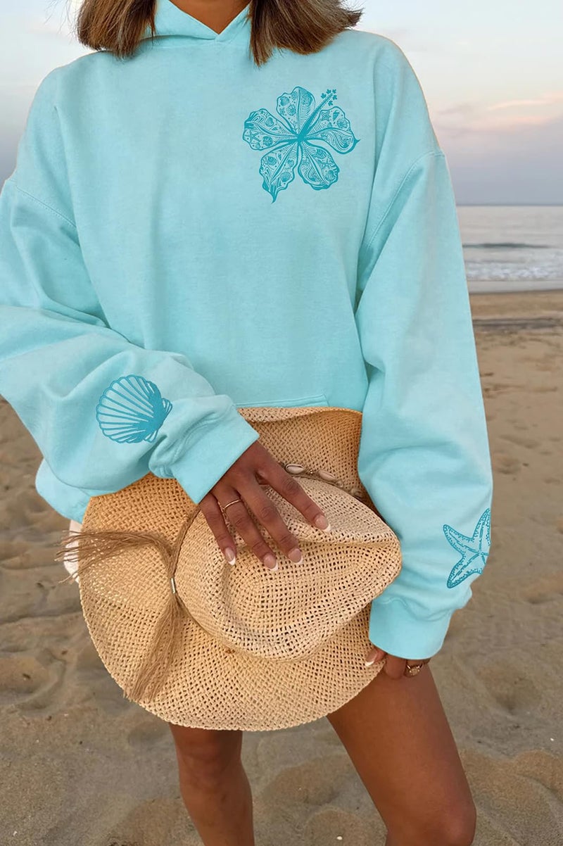 Yojeasrio Oversized Graphic Hoodie for Teens Girl Y2K Ocean Floral Embroidered Preppy Hoody Sweatshirt Cute Aesthetic Sweater - Image 3