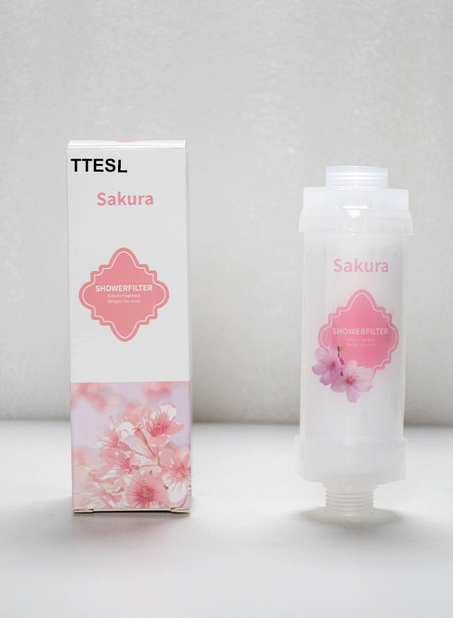 تِلْسِل فلتر الدش العلاج بالعطر ملحقات الحمام لفلتر الماء العسر إزالة المعادن الثقيلة فلوريد الكلور يحسن حالة الجلد يحمي رائحة الشعر ساكورا