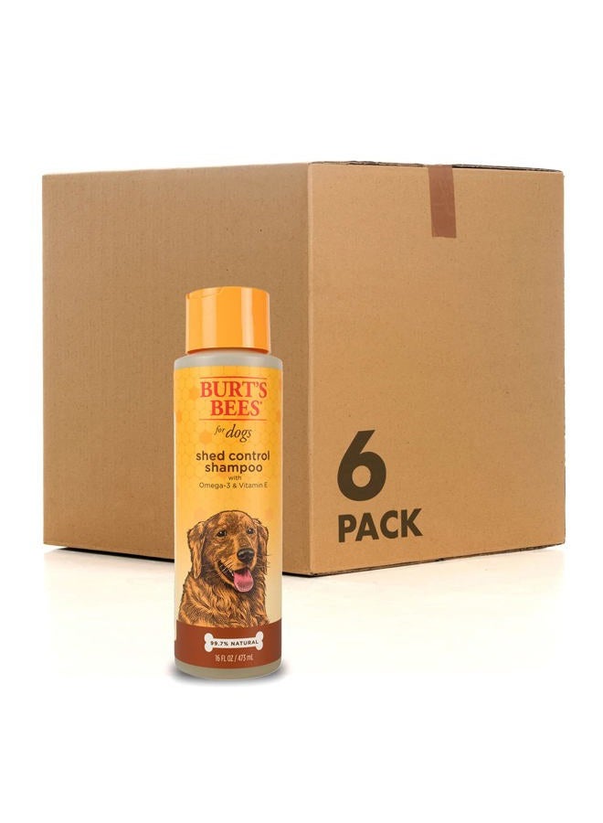 Burt's Bees for Pets Shed Control Shampoo for Dogs with Omega-3 and Vitamin E, 6pk, 99.7% Natural Origin Formulas, Dog Shampoo for Reducing Shedding - Deshedding Dog Shampoo, 6pk, 16 oz - Image 1