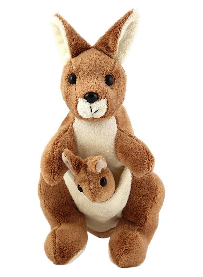 تيكلز لعبة الكنغر الأم والطفل المحشوة الناعمة لعيد ميلاد الأطفال (الحجم: 40 سم اللون: بني فاتح) - Image 1