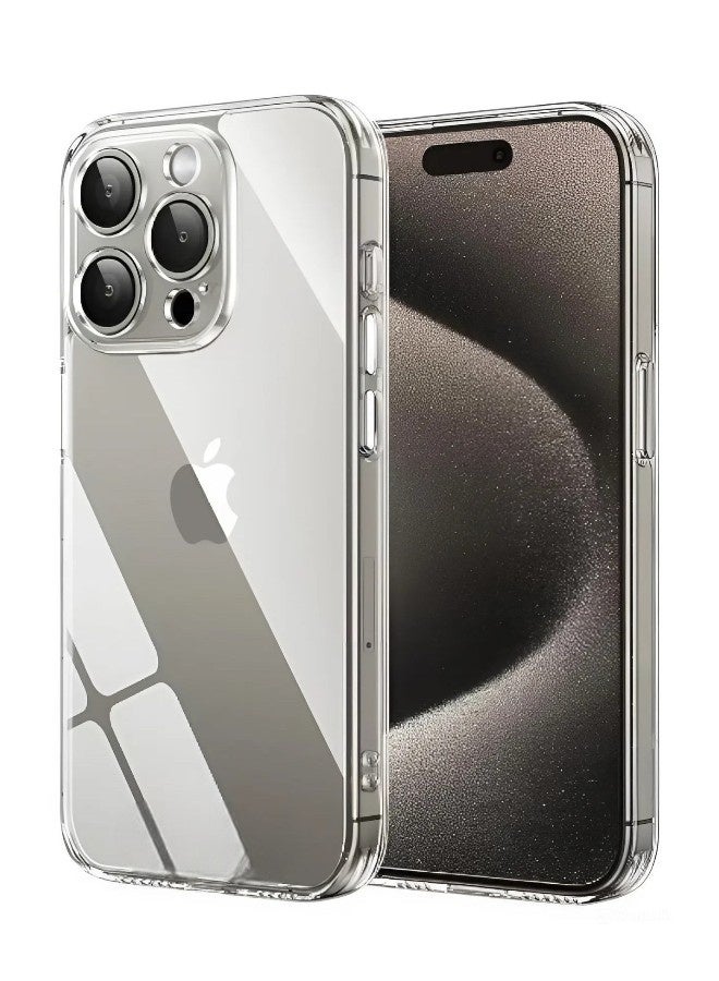 S-TOP iPhone 15 Pro, Shockproof mobile phone case anti-scratch protection cover that supports MagSafe wireless charging, made of high-quality thermoplastic polyurethane - transparent