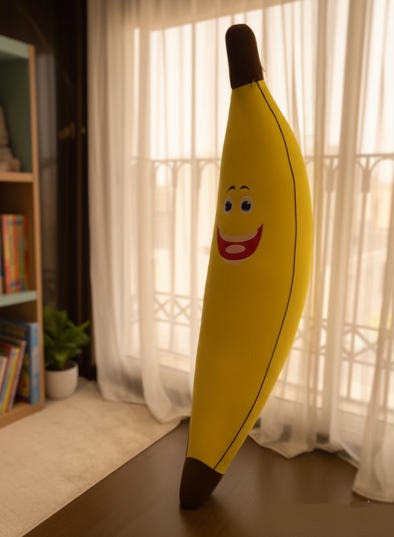 XiuWoo Giant Banana Pillow 180 cm – Soft Fiber-Filled Banana Plush with Funny Emoji Face, Inspired by Riyadh Boulevard Décor, Suitable for Kids’ Rooms, Gifts, Sitting, and Relaxation - Image 5