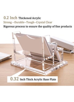 SYOSI Acrylic Business Card Holder for Desk Business, Business Card Stand Business Card Display Holder, Clear Plastic Business Card Holder Display Office, Holds 100 Cards (2 Tier, 2 Slots)  - Image 3