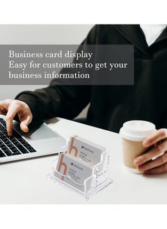 SYOSI Acrylic Business Card Holder for Desk Business, Business Card Stand Business Card Display Holder, Clear Plastic Business Card Holder Display Office, Holds 100 Cards (2 Tier, 2 Slots)  - Image 4