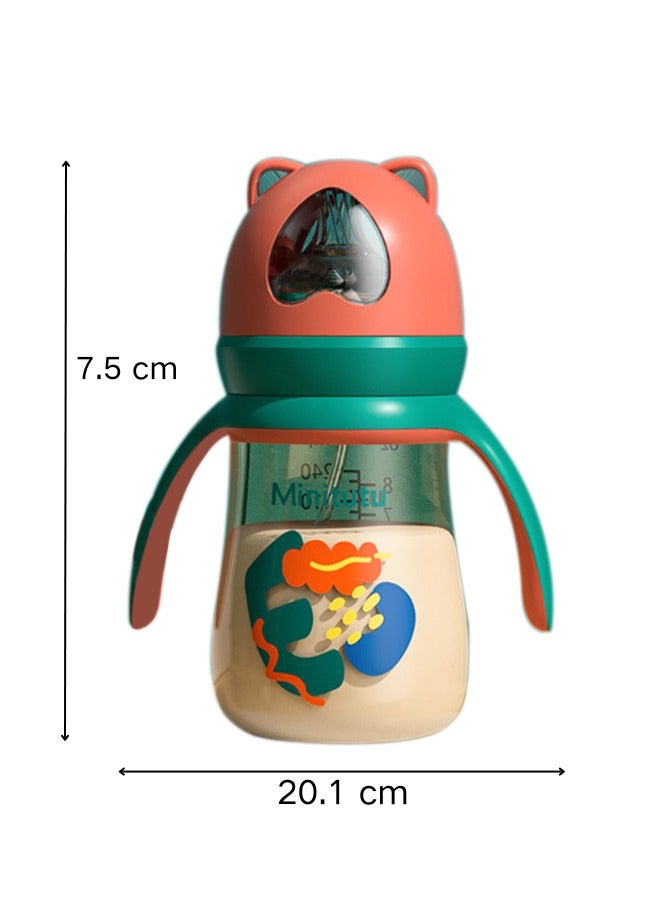Minitutu Baby Feeding Bottle 240ml(8oz)  Withh Handle, Closer to Nature Baby Bottle, 9M+ - Image 2