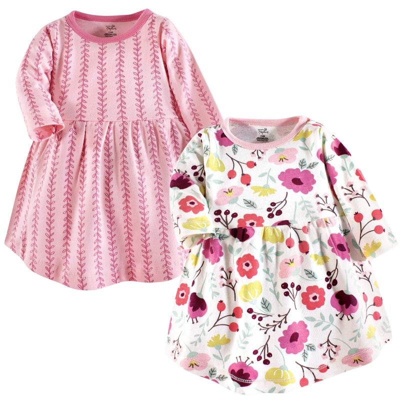 Touched by Nature Touched by Nature Girls Toddler Baby and Womens Organic Cotton ShortSleeve and LongSleeve Dresses Botanical Long Sleeve 36 Months 