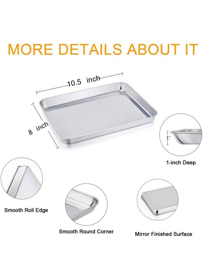 TeamFar Stainless Steel Compact Toaster Oven Pan Tray Ovenware Professional, 8''x10.5''x1'', Heavy Duty & Healthy, Deep Edge, Superior Mirror Finish, Dishwasher Safe - Image 2