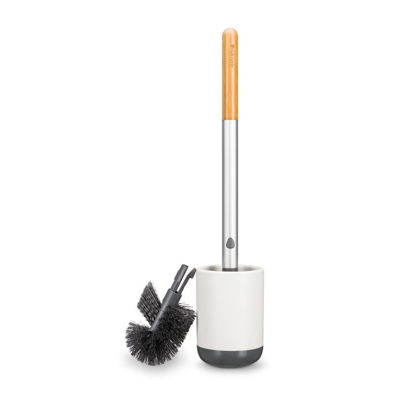 Full Circle Scrub Queen, Bathroom Toilet Brush with Ceramic Holder and Diatomaceous Earth Disk for Mold & Mildew Prevention, More Hygenic Toilet Cleaning Scrubber, Replaceable Head, White - Image 4